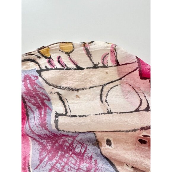 Unbranded Pink Purple Modernist Abstract Silk Chiffon 34" x 31" Square Scarf - Picture 9 of 11